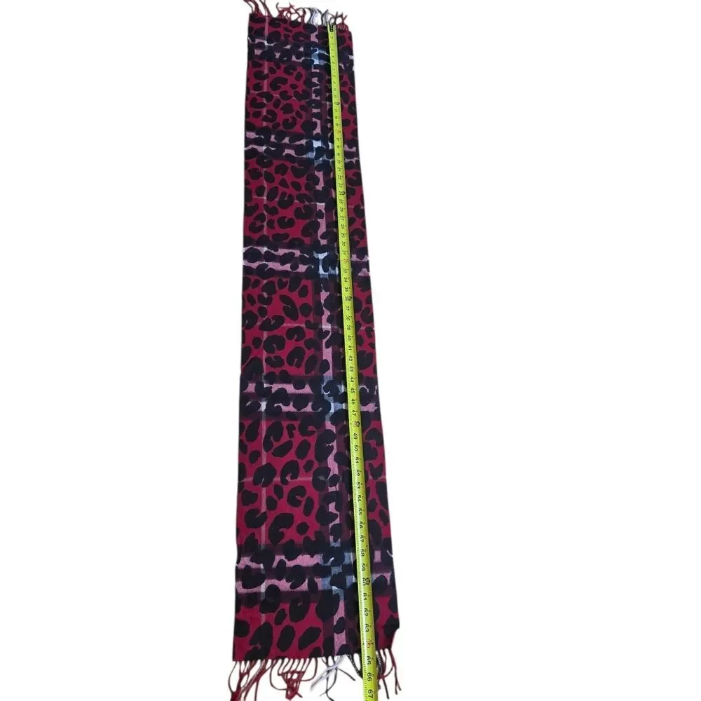 Burberry Cashmere Scarf NEW Parade Red Check Animal Print Giant Check ITALY